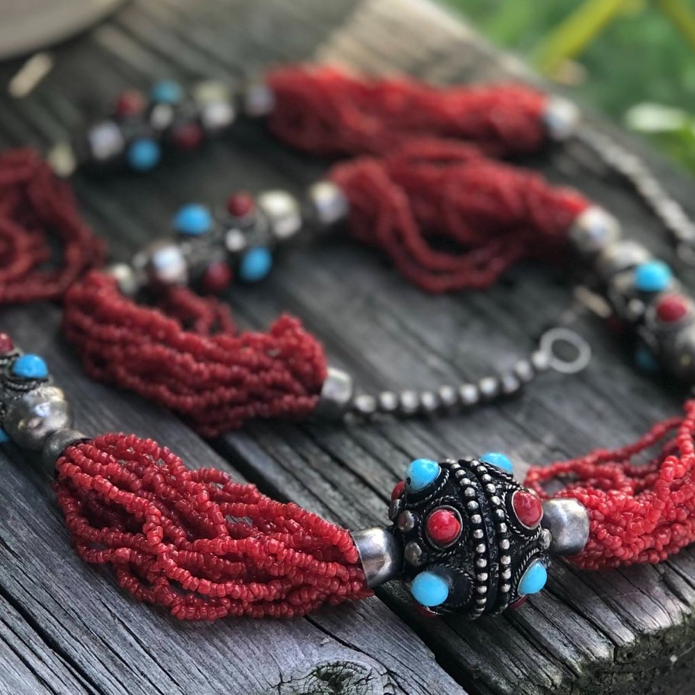 Vintage Red Coral Beaded Necklace